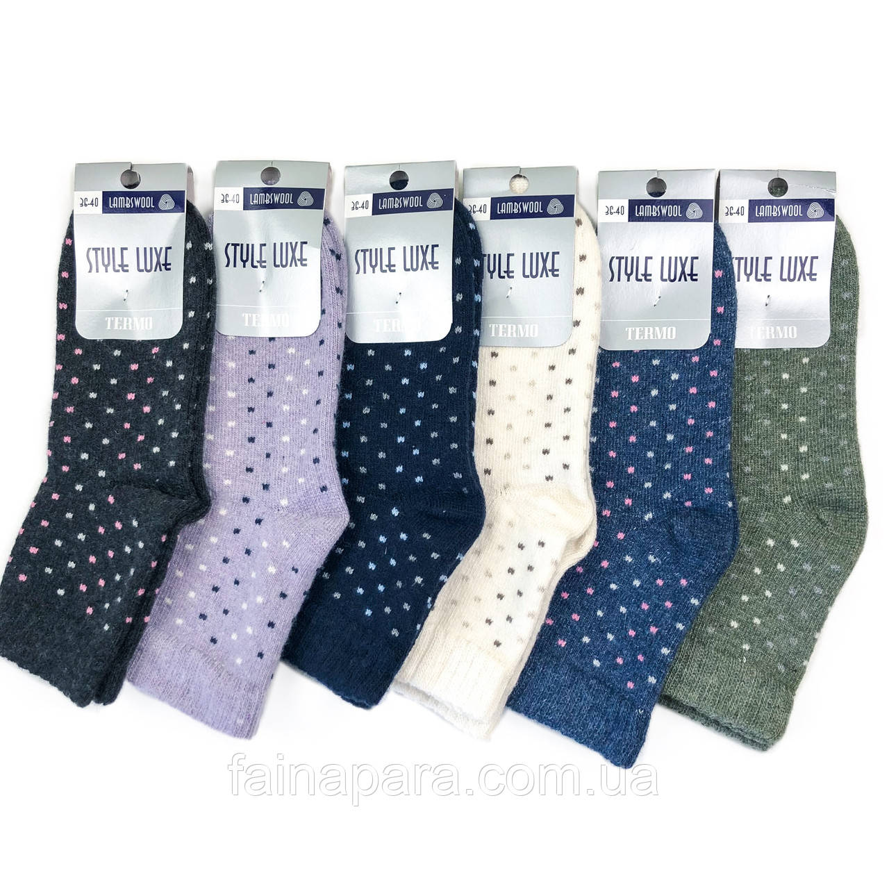Жіночі вовняні термо шкарпетки в горошок Luxe Style, фото 1