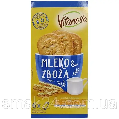 Печиво Молоко та зерно Vitanella Mleko & Zboza (6х50г) 300 г Польща