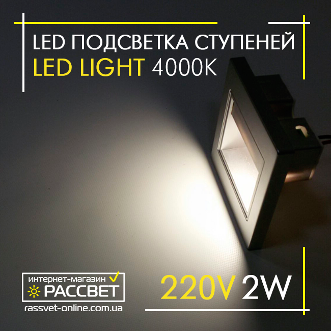 Світлодіодний світильник LED Light ST12-Silver 2 W 100 Lm для підсвічування щаблів IP20 срібний (аналог JD12)