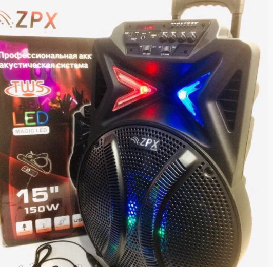 Колонка акумуляторна з мікрофоном переносна ZPX ZX 7783 (USB-BT-FM-TWS)