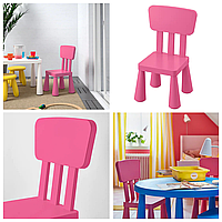 Дитячий стільчик зі спинкою рожевий IKEA MAMMUT стілець для дітей ІКЕА МАММУТ