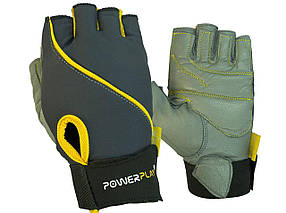 Рукавички для фітнесу PowerPlay 1725 B жіночі Сіро-Жовті S