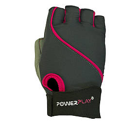 Рукавички для фітнесу PowerPlay 1725 жіночі Сіро-Рожеві XS
