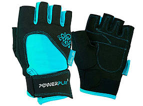Рукавички для фітнесу PowerPlay 1728 A жіночі Чорно-Блакитні XS