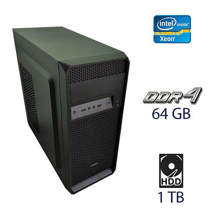 Робоча станція Vinga Tower / Intel Xeon E5-1650 v4 (6 (12) ядра по 3.6 - 4.0 GHz) / 64 GB DDR4 / 1 TB HDD / nVidia Quadro K600, 1, фото 1