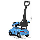 Дитяча каталка-толокар Mercedes М 4578 з батьківською ручкою 2 в 1 синій, фото 3