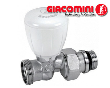 Кран радіаторний прямий Giacomini 1/2"Нх16 верхній, фото 1