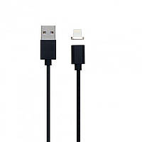 USB кабель магнітний Clip-On у тканинній обплетенні Lightning 1m чорний