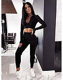 Жіночий костюм топ на блискавці з мітенками та штани, фото 3