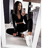 Жіночий костюм топ на блискавці з мітенками та штани, фото 10