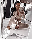 Жіночий костюм топ на блискавці з мітенками та штани, фото 6