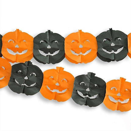 Розтяжка паперова гірлянда ГАРБУЗ 3D Halloween, фото 1