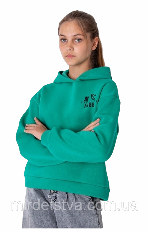 Утеплене худі для дівчинки Mevis смарагд, фото 1