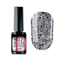 Гель-лак Naomi Self Illuminated SI 39, колір-димчасто-сріблясті блискітки та конфеті на прозорій основі, 6 мл.