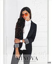 Жіночий стильний піджак №1001-Чорний, розмір 44