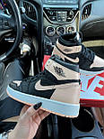 Жіночі кросівки Nike Air Jordan Retro 1 Black Pink осінь-весна повсякденні. Живе фото. топ, фото 3