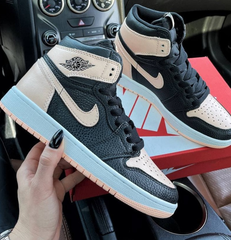 Жіночі кросівки Nike Air Jordan Retro 1 Black Pink осінь-весна повсякденні. Живе фото. топ, фото 1