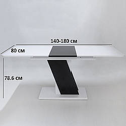 Розсувний стіл Intarsio Carvelo 140-180х80см білий з чорними вставками для інтер'єру в стилі модерн