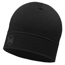 Шапка осінь вовна BUFF Lightweight  MERINO WOOL HAT solid black