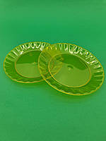 Тарелка пластиковая стекловидная диаметр 160мм Желтая (10 шт)