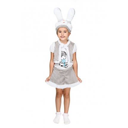 Дитячий костюм маскарадний сірий Кролик для дівчинки на ранок, фото 2