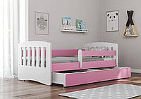 Дитяче ліжко односпальне 160 х 80 Kocot Kids Classic 1 рожеве з шухлядою Польща