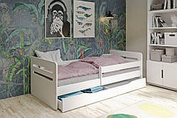Дитяче ліжко односпальне 160 х 80 Kocot Kids Tomi біле з шухлядою Польща