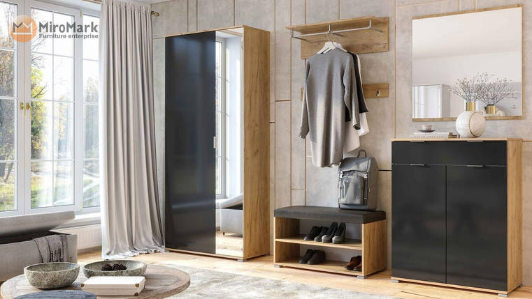 Комод 2 двері 1 шухляда Luna / Місяць Дуб Крафт — Мат Лава ТМ Міро-Марк, фото 2