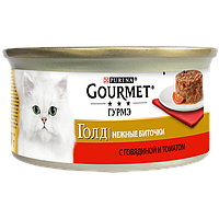 Влажный корм для кошек Purina Gourmet Gold Нежные биточки с говядиной и томатом 85 г.