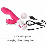 Подвійний вібратор від USB, стимулятор для вагіни та клітора, інтимні іграшки для жінок, фото 2