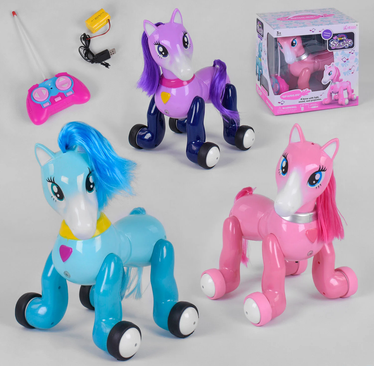 Купить Пони интерактивный со световыми эффектами на колесиках 20х25 см ...