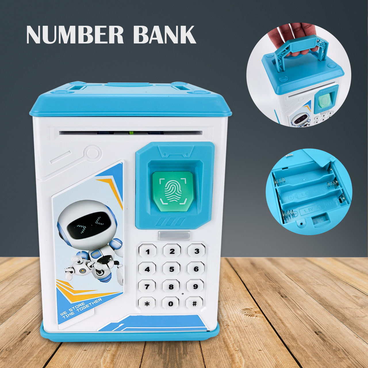 Дитяча скарбничка сейф з ультрафіолетом кодовим замком і відбитком пальця Robot BODYGUARD