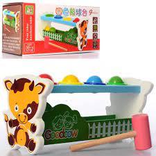 Дерев'яна іграшка Стукавка MD 2459 кульки 4шт., молоток, кор., 27-13,5-12см., фото 1