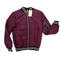 Куртка-бомбер демисезонная бордовая без капюшона на девочку 9-10 лет, на рост 134-140 см