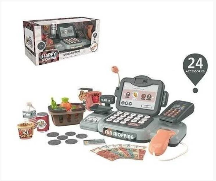 Дитячий іграшковий касовий апарат Міні каса зі сканером, вагами та стрічкою для продуктів Metr+ 888 H