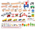 Залізна дорога з дерева дитяча, Iekool, 110 деталей, 140x52, (Brio, Ikea, Edwone) Iekool 04, фото 4
