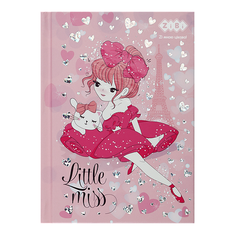 /Блокнот LITTLE MISS А6 64 л клітинка тв обв мат ламін + лак фольга рожевий KIDS Line, фото 1