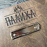 Планшет з дерева з логотипом і затиском для меню А4 5мм, фото 2