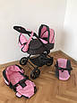 Іграшкова коляска-трансформер для ляльок 3 в 1 з люлькою і сидінням MELOBO 9636 PINK CARRELLO MAGIA , рожева, фото 5