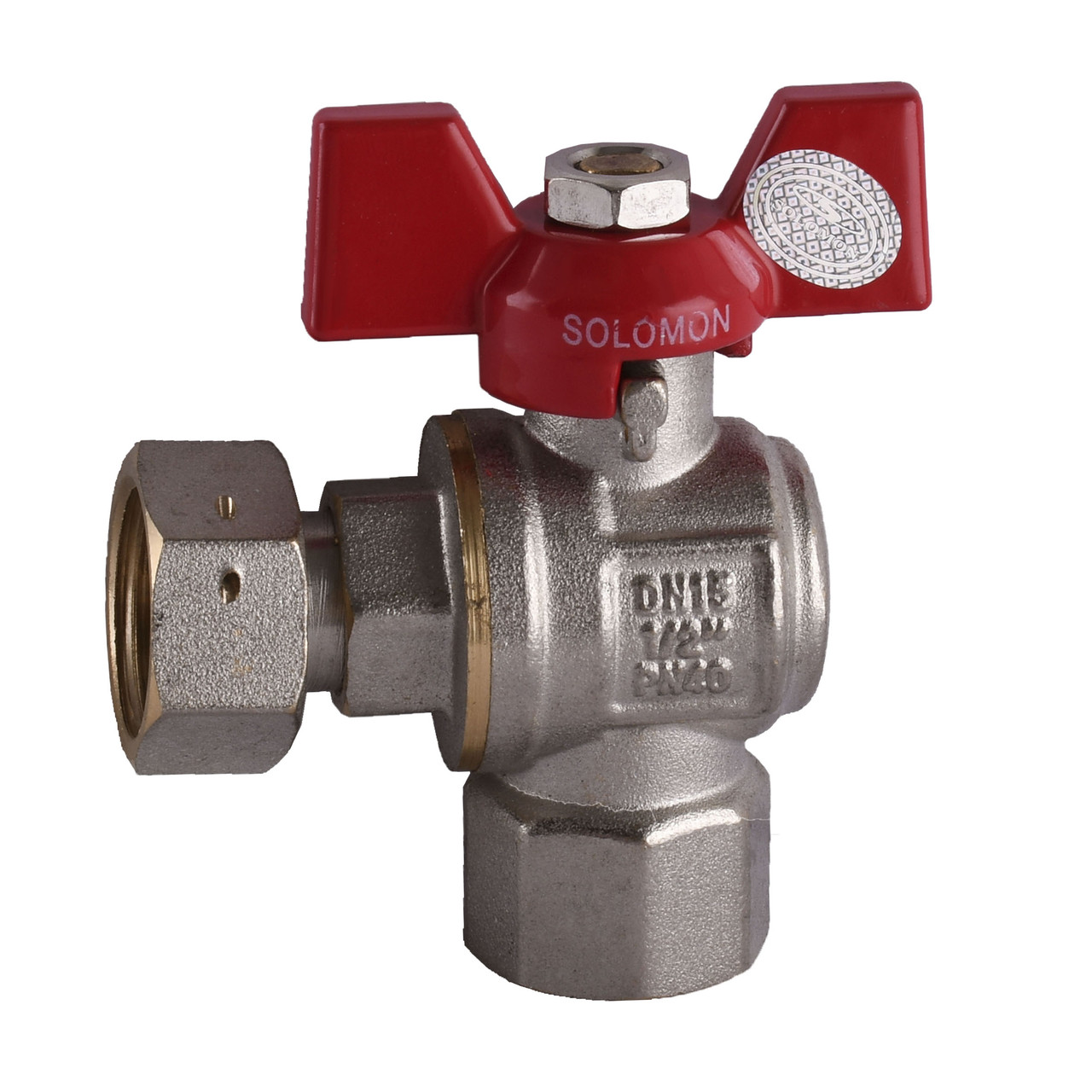 Кран кульовий кутовий з накидною гайкою SOLOMON 1/2" ВВ PN40 160401, фото 1