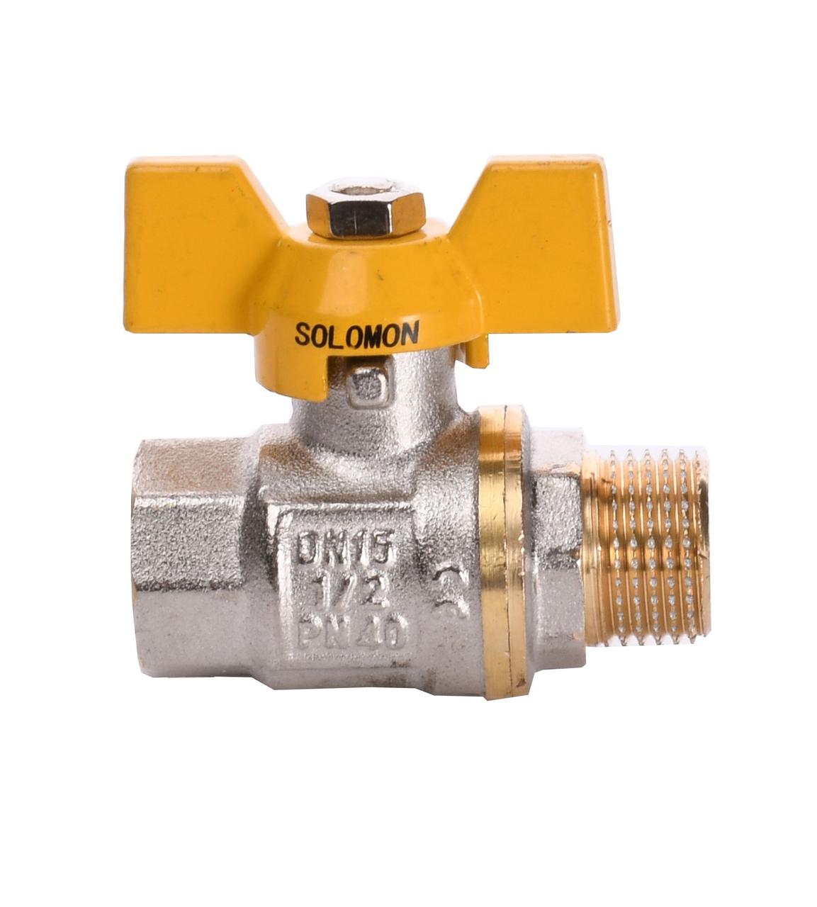 Кран кульовий прямий SOLOMON 1/2" НВ ЖБ PN40 B1008, фото 1