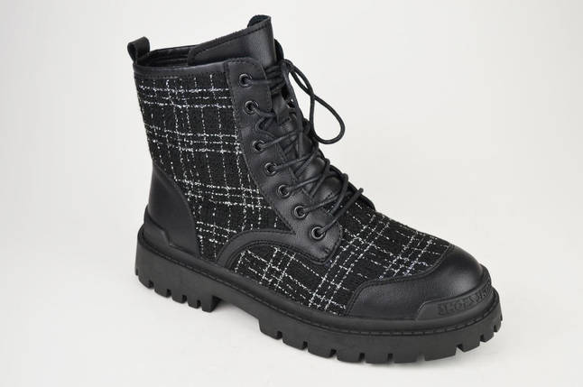 Черевики в клітку V. I. konty 861 39 Чорний текстиль/шкіра 36, фото 1