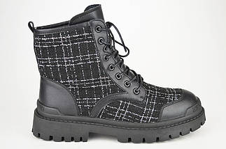 Черевики в клітку V. I. konty 861 39 Чорний текстиль/шкіра 36, фото 2