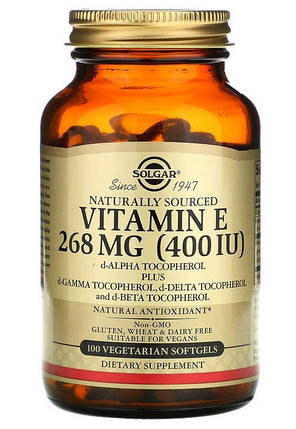 Вітамін Е Solgar Vitamin E 268 mg 400 100 IU veg softgels, фото 1