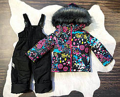Зимовий костюм-комбінезон дитячий на овчині зі знімною підстібкою для дівчинки "Фарби" (86/92, 92/98 и 98/104 см)