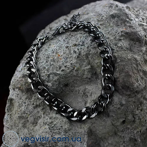 Стильный мужской браслет черная толстая цепь унисекс нерж. сталь для ...