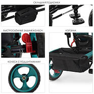 Велосипед з батьківською ручкою Turbo Trike M 3113-4-1, зеленого кольору, фото 4