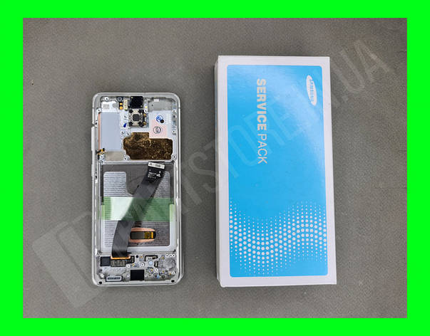 Дисплей Samsung G980 Cover White S20 (GH82-22131B) сервісний оригінал у зборі з рамкою, фото 2