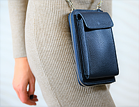Женская кожаная сумка-кошелек через плечо "Ricambio" синяя