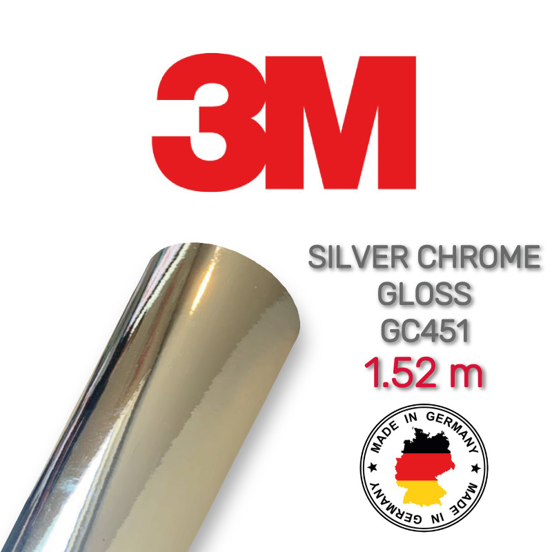 3M 1080 Gloss Silver Chrome GC451 Хромована срібляста плівка 1.524 м, фото 1